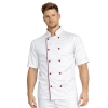 Bluza kucharska biała krótki rękaw lamówka bordowa roz.3XL – bluza kucharska – odzież gastronomiczna